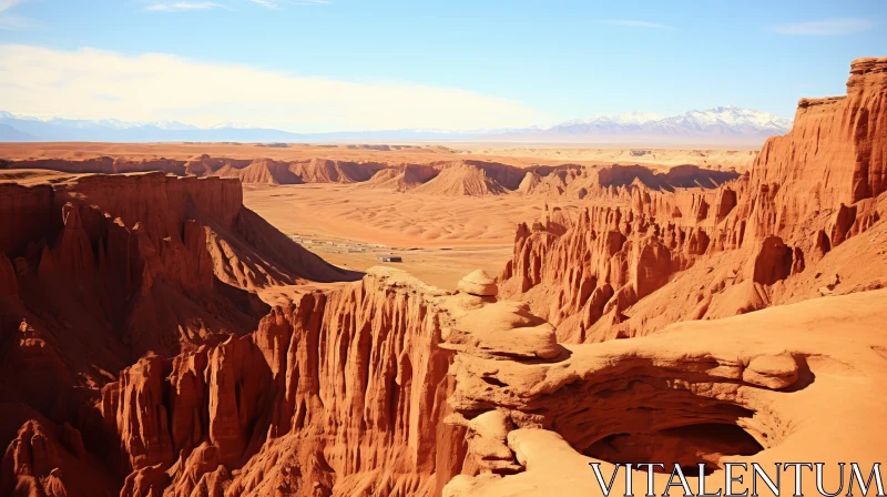 Captivating Red Rock Desert and Majestic Mountains AI Image
