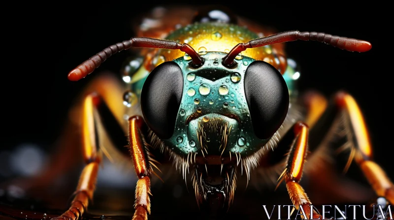 Close-up Image of a Bee in Futuristic Tones AI Image