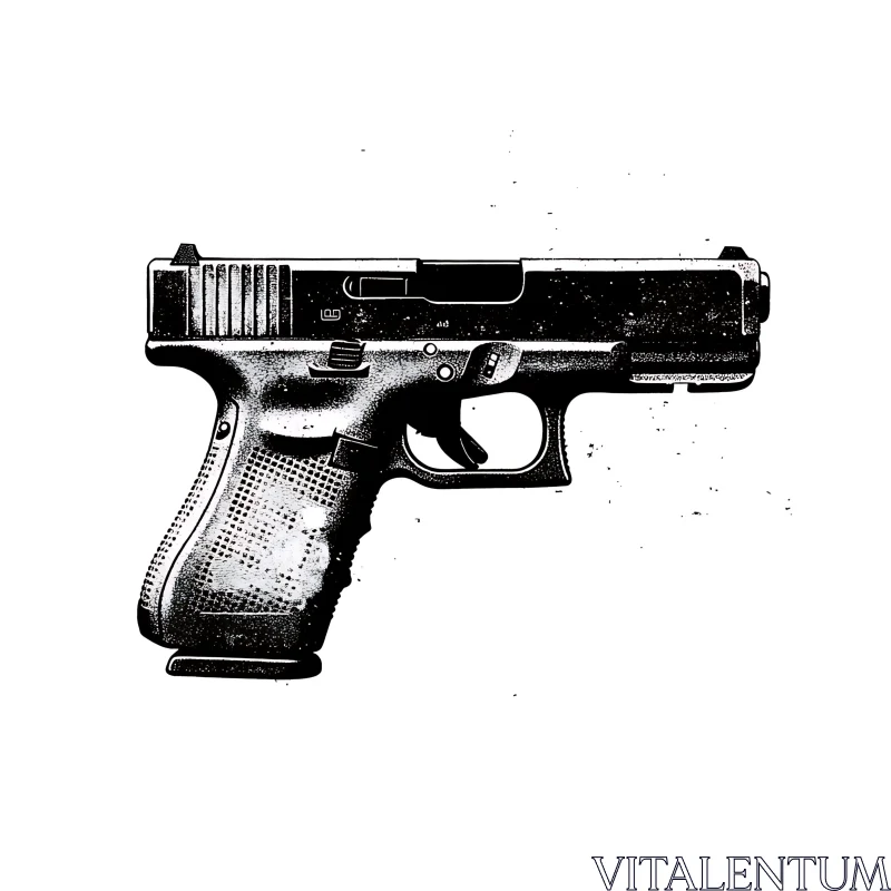 Striking Black and White Handgun Graphic AI Image