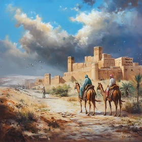 Caravan Journey to the Desert Fortress