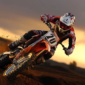 Dirt Bike Rider in Action at Golden Hour