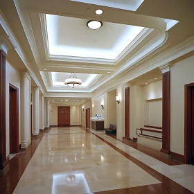 Ornate Hallway with Recessed Lighting