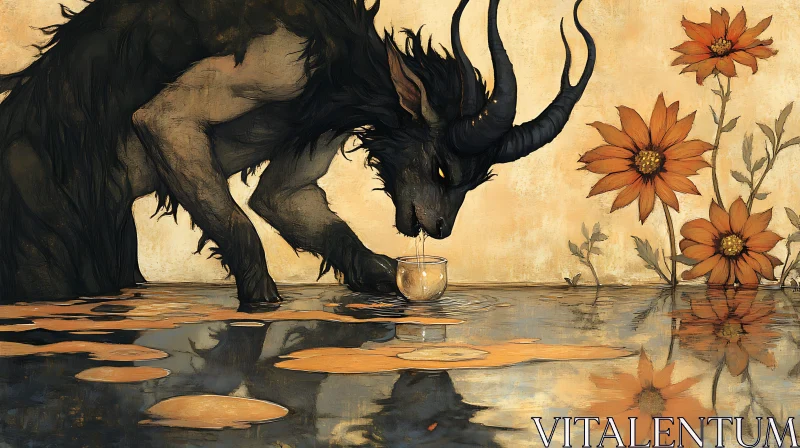 AI ART Shadow Beast at the Watering Hole