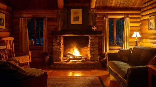 Cozy Cabin Retreat with Glowing Fire