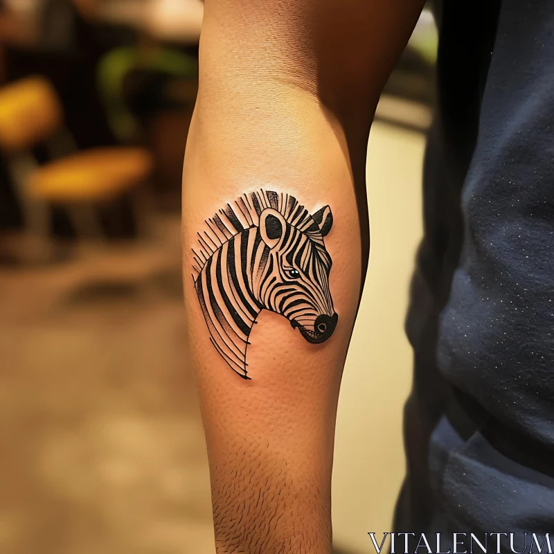 Black and White Zebra Tattoo on Arm AI Image