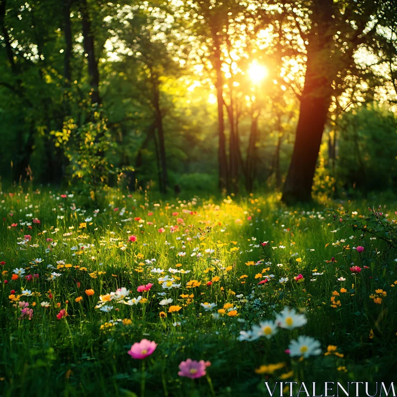 AI ART Golden Meadow Wildflower Bloom