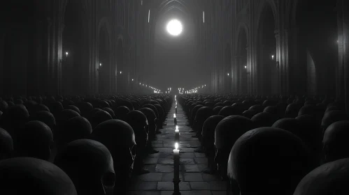 Dark Gothic Hall with Skulls