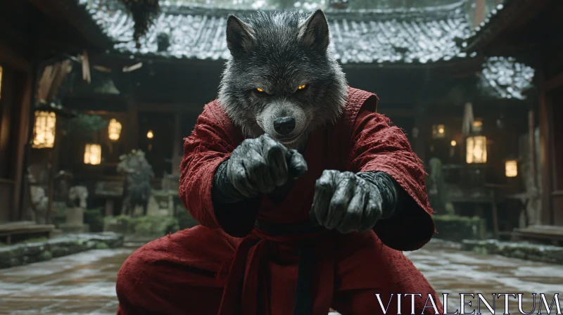 AI ART Fierce Wolf-Man Martial Artist