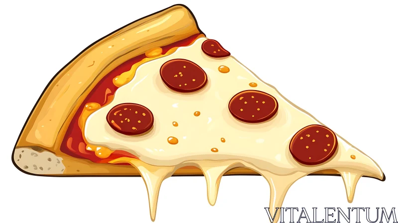 Delicious Pepperoni Cheese Pizza Slice AI Image