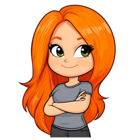 Illustration of Smiling Cartoon Woman