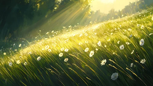 Golden Daisies in a Summer Field