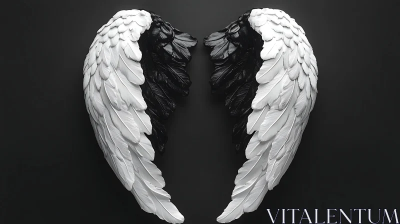 Wings of Contrast: Angelic Art Piece AI Image