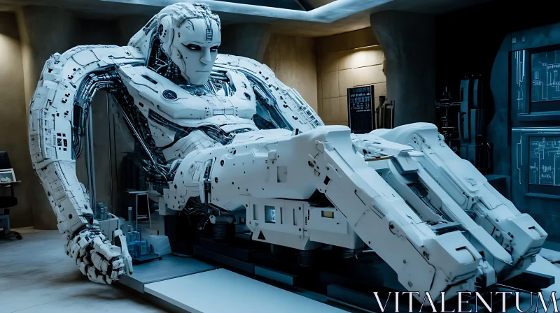 Massive Humanoid Robot in Advanced Tech Lab AI Image