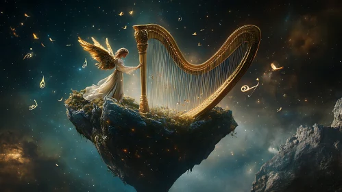 Heavenly Harpist on Floating Island