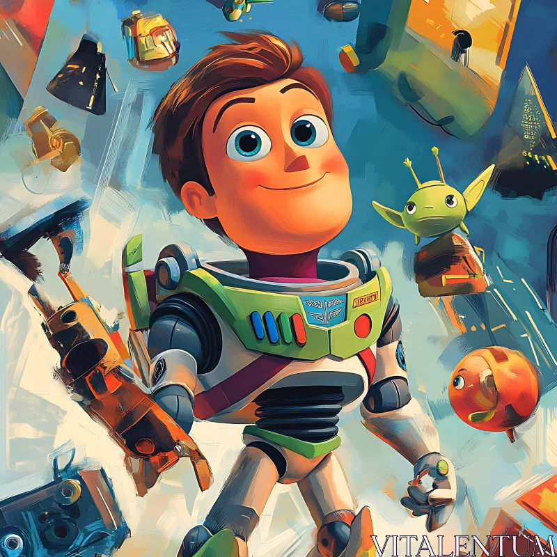 Cartoon Space Adventure with Toys AI Image