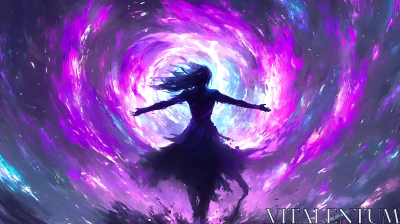 AI ART Silhouette Embracing Cosmic Energy