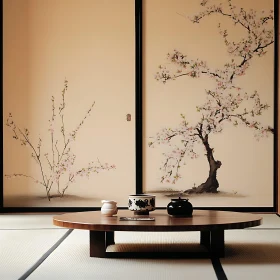 Zen Interior with Tea Ceremony Setting