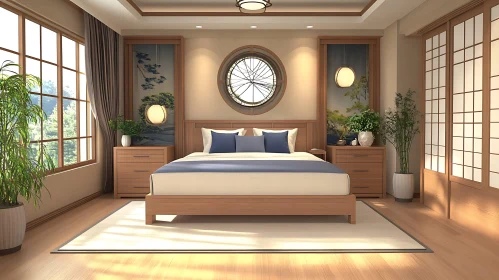 Minimalist Bedroom with Round Window