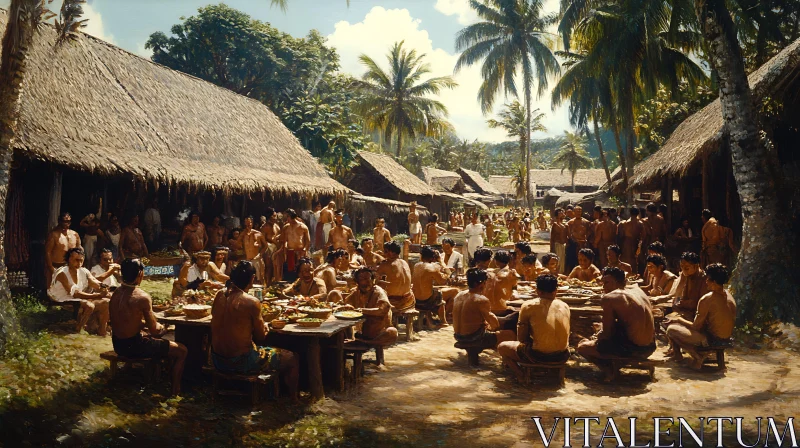 Gathering in a Traditional Village AI Image