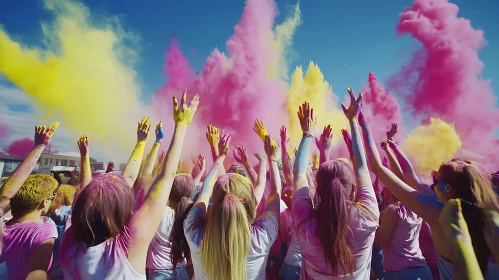 People Celebrating with Color Powder