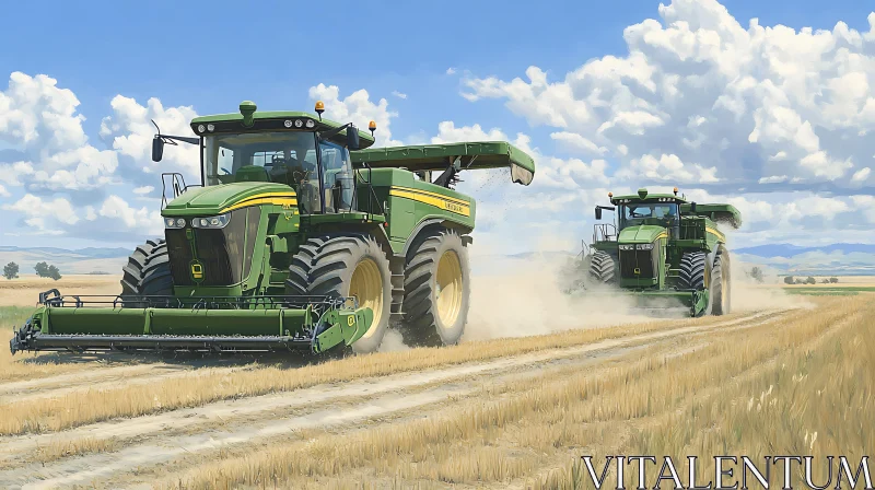 AI ART Agricultural Tractors Working on Field