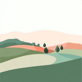 Serene Hillside Vista Minimalist Artwork