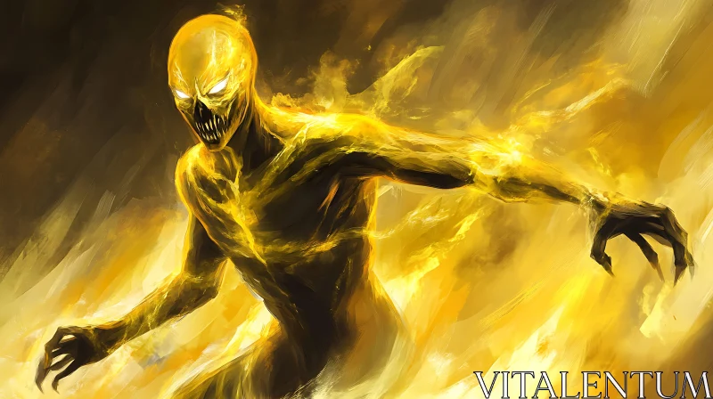 Golden Fire Demon Fantasy Art AI Image