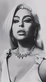 Glamorous Lady Gaga in Monochrome with Rhinestone Makeup