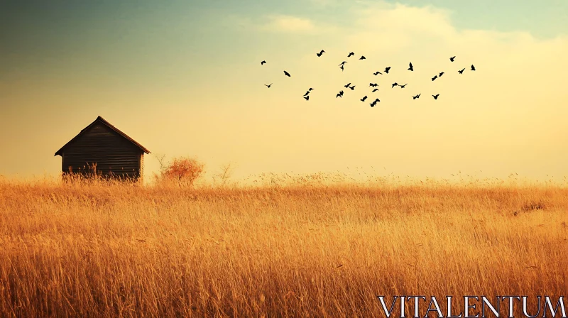 AI ART Rustic Cabin in a Field