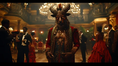 Ornate Minotaur in a Luxurious Ballroom