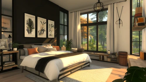 Sunlit Bedroom with Garden View