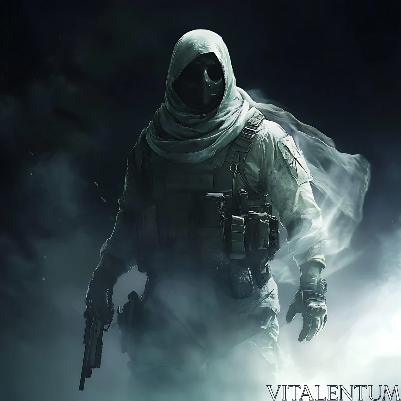 AI ART Hooded Figure with Gun