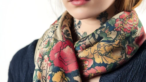 Intricate Floral Pattern on Scarf