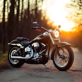 Classic Motorcycle in Golden Light