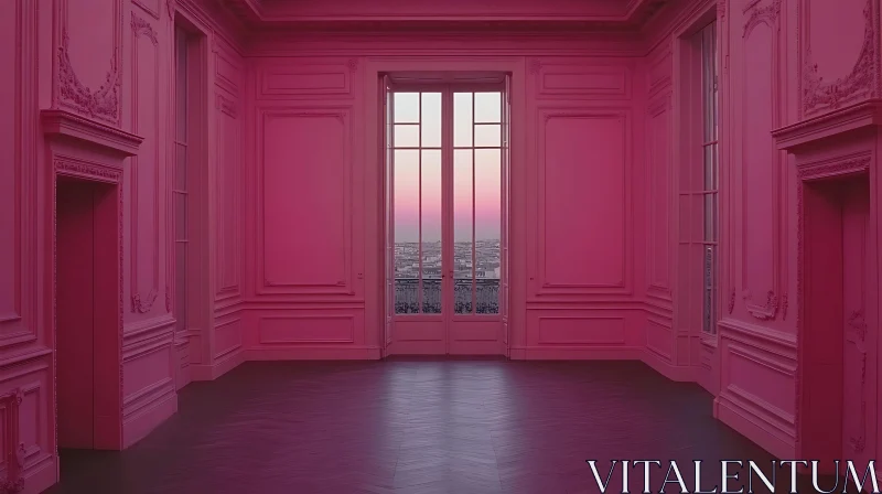 Classic Pink Interior at Sunset AI Image