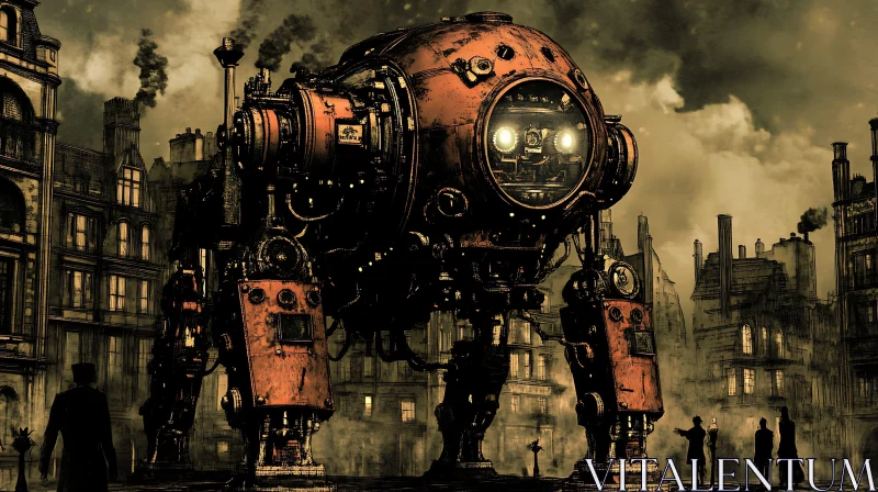 AI ART Mechanical Giant in Sepia City