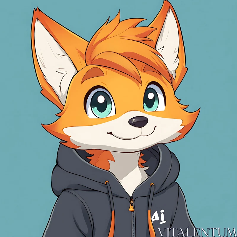 Animated Fox Avatar with Hoodie AI Image