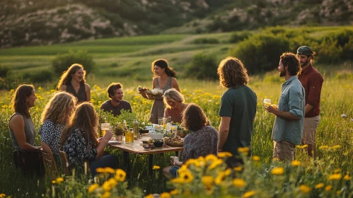 Outdoor Friends Celebration Meal Gathering
