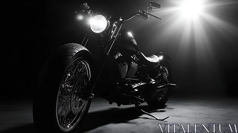 Classic Motorcycle in Black and White AI Image