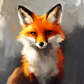 Fox in shades of orange and grey