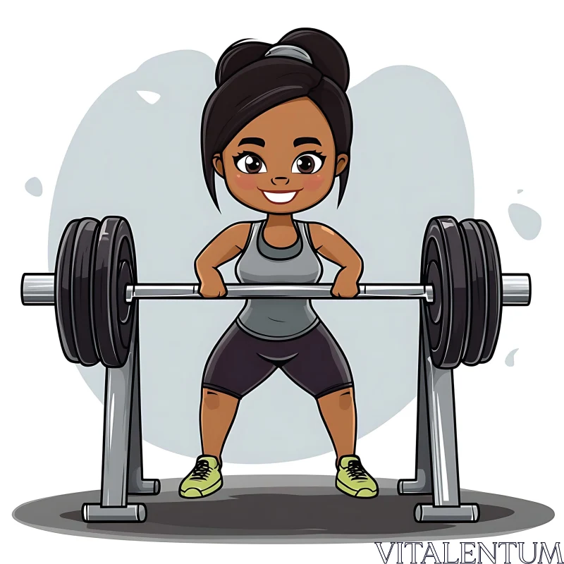 Cartoon Woman Lifting Weights AI Image