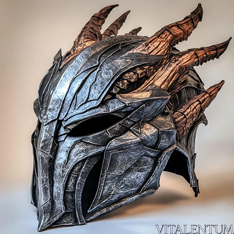 AI ART Intricate Dragon Helmet with Horns