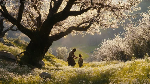 Tranquil Scene of Family in Nature