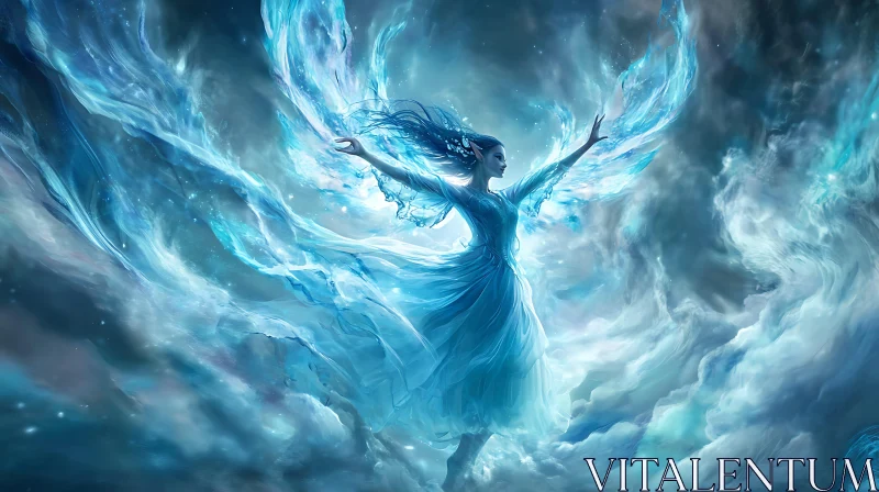 AI ART Azure Angel: A Vision of Serenity