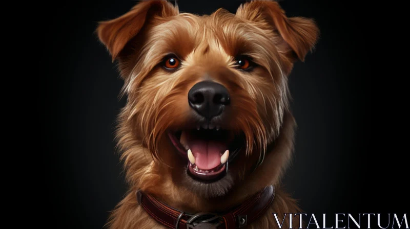 Intriguing Canine Portrait against Dark Background AI Image