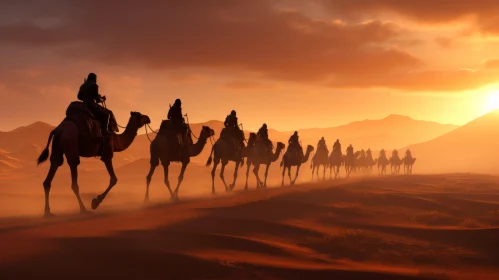 Journey through the Enchanting Landscape: People Riding on Camels