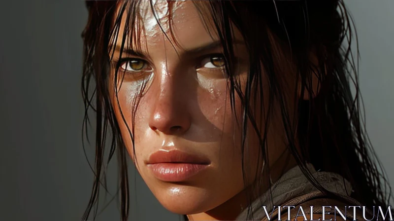 Portrait of Lara Croft: A Strong and Determined Young Woman AI Image