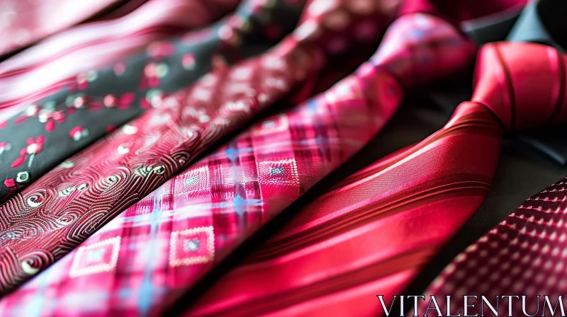 AI ART Red Neckties Collection: Close-Up Shot of Vibrant Patterns