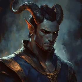 Male Demon with Horns Digital Art