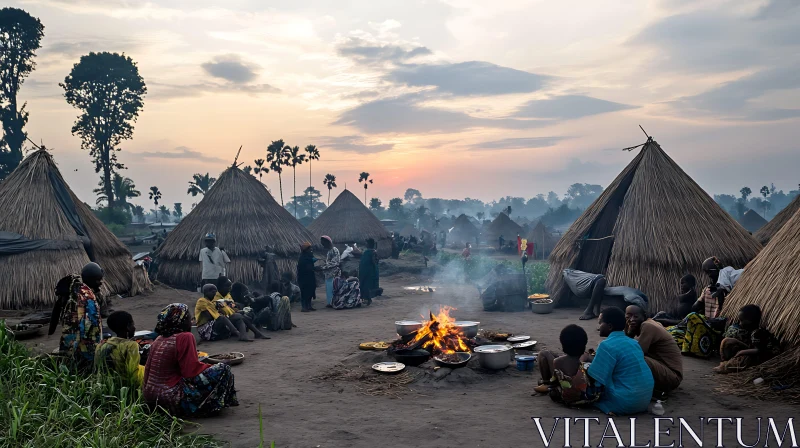 Community Life in African Village AI Image